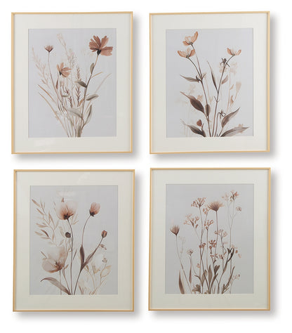 Chettings Beige/Gray/Blush Wall Art (Set of 4) - A8000469