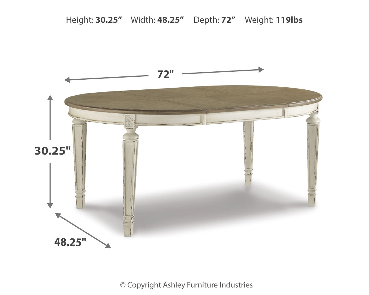 Chipped White Realyn Dining Table and 6 Chairs with Storage - PKG014923