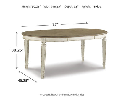 Chipped White Realyn Dining Table and 6 Chairs with Storage - PKG014923