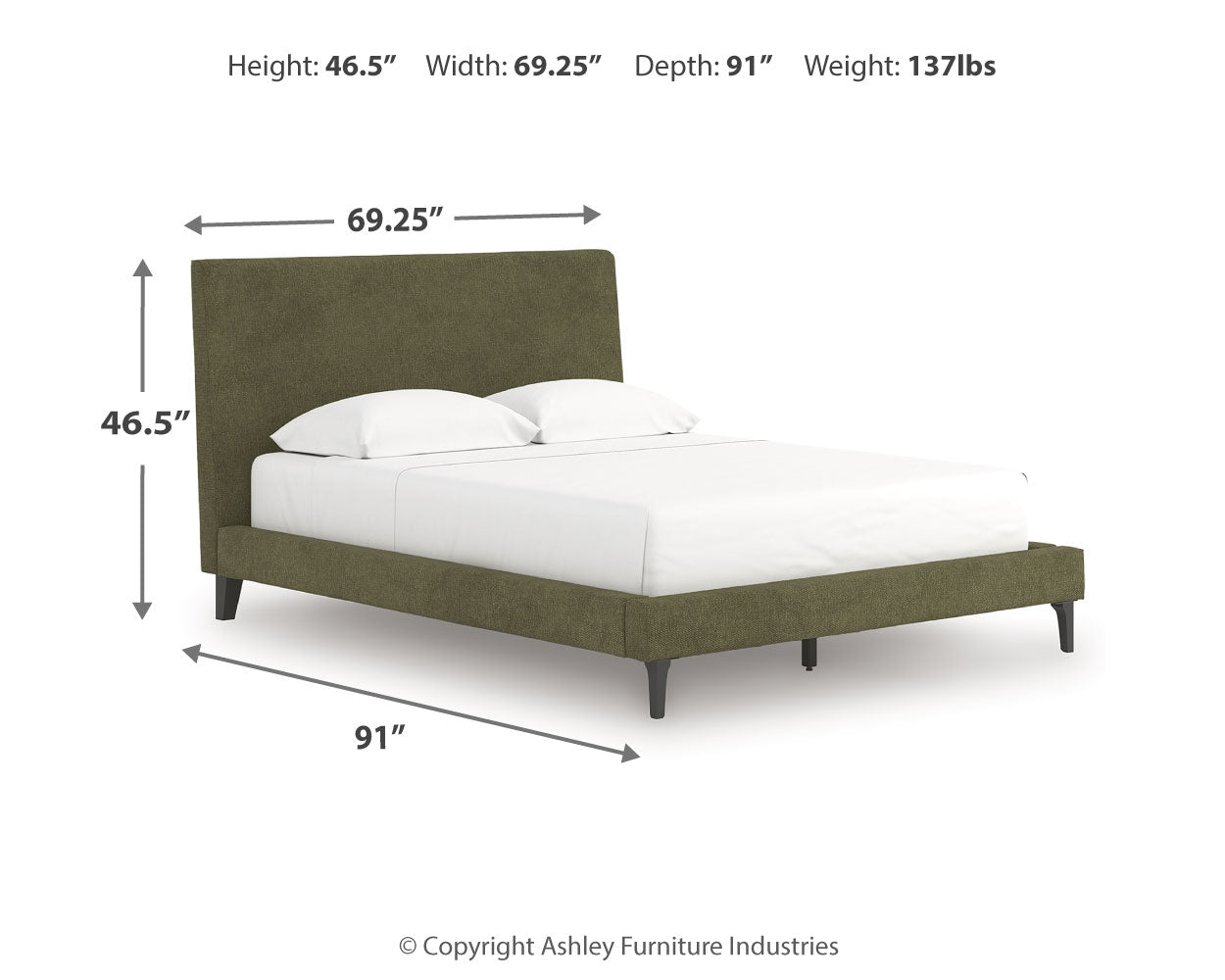 Chirason Sage Green Queen Upholstered Bed with Roll Slats - PCB3367-81