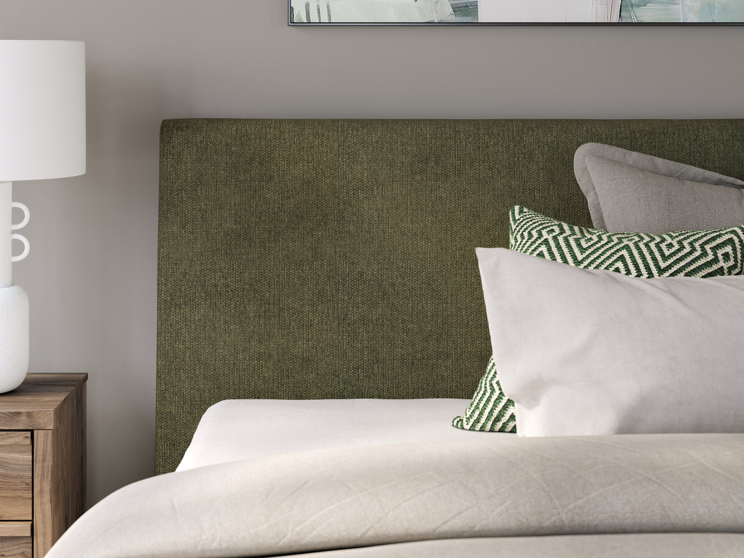 Chirason Sage Green Queen Upholstered Bed with Roll Slats - PCB3367-81
