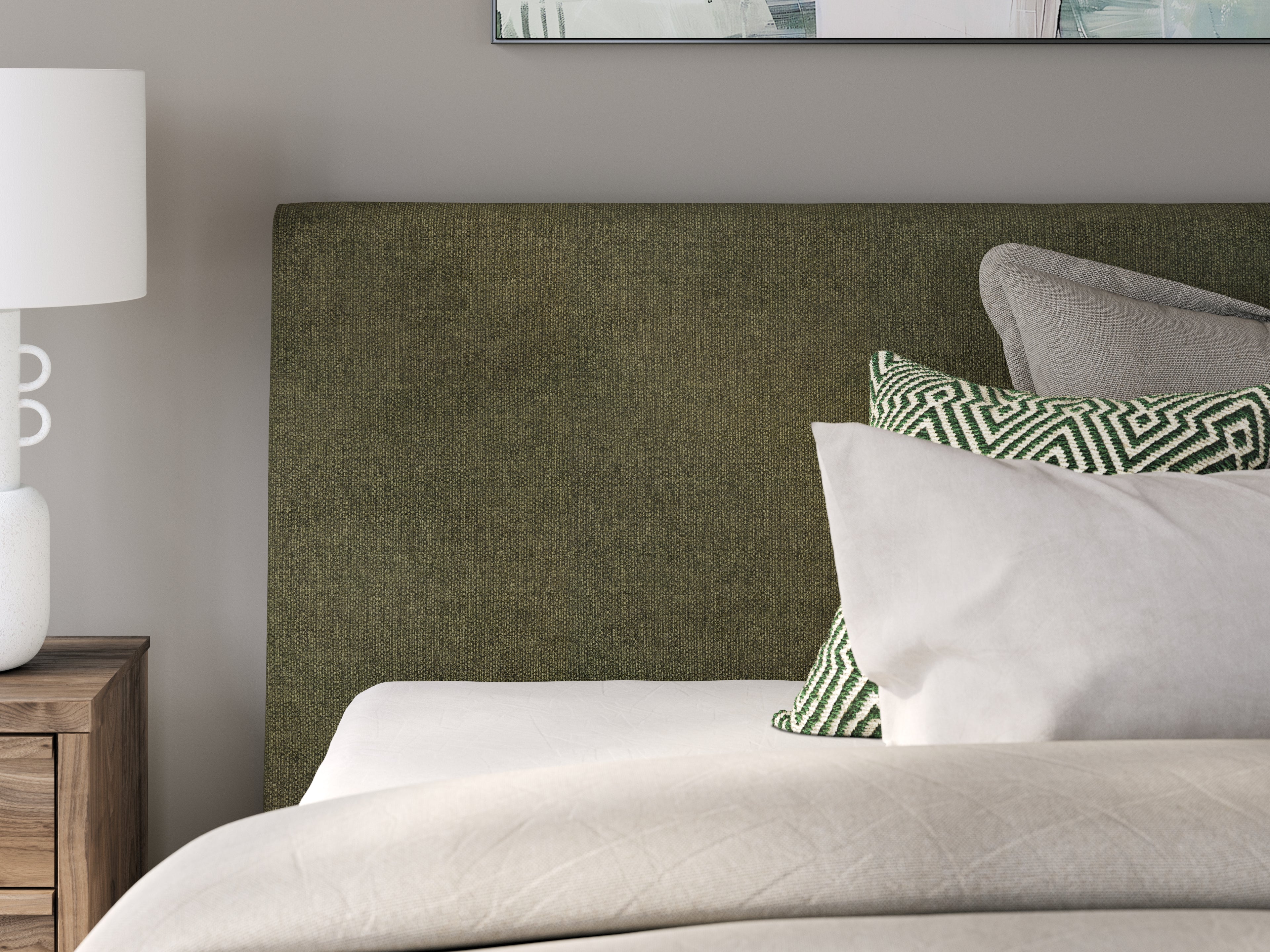 Chirason Sage Green Queen Upholstered Bed with Roll Slats - PCB3367-81