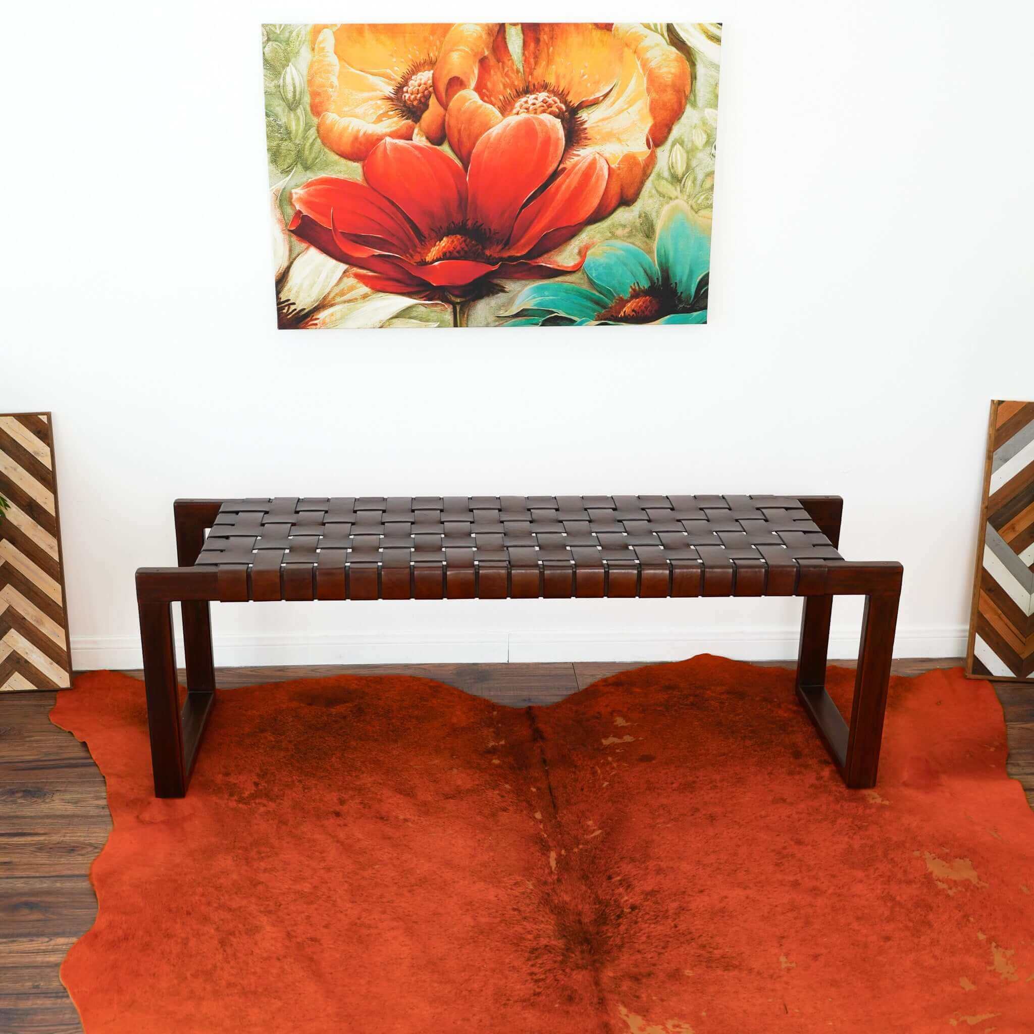 Christina Tan Leather Bench - BEN01300401