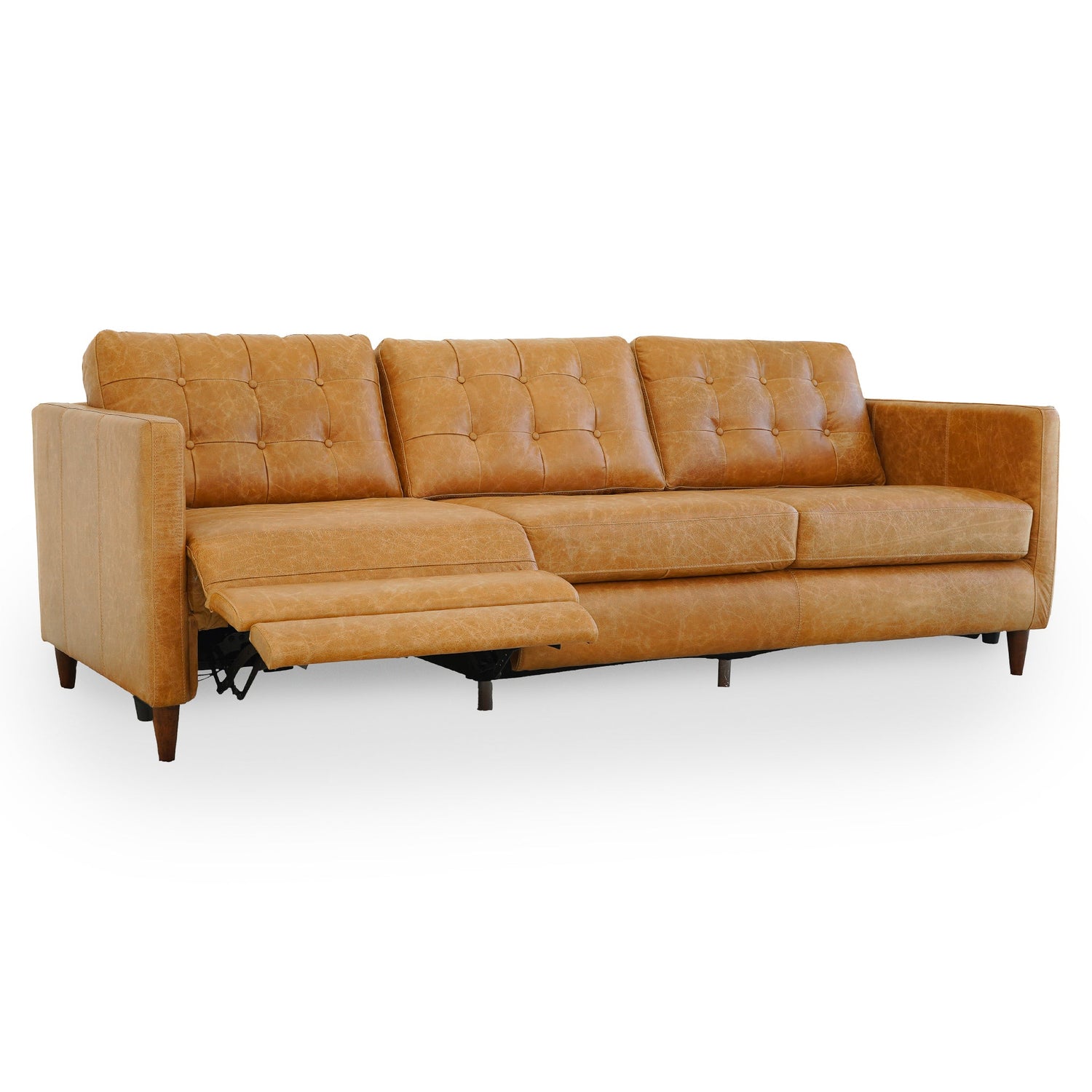Christopher Tan Leather Electric Inclining Sofa Left Facing - RSF00100111