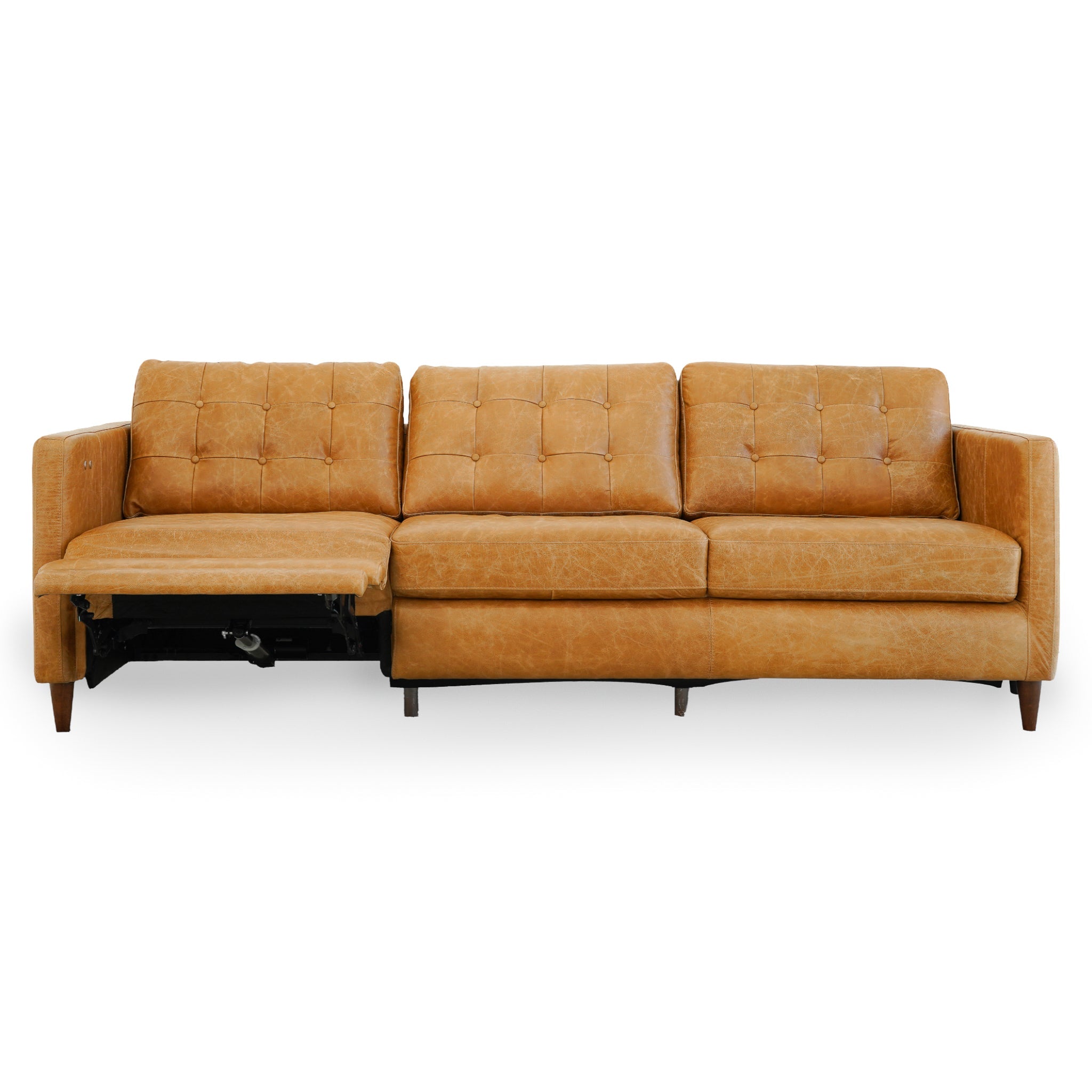 Christopher Tan Leather Electric Inclining Sofa Left Facing - RSF00100111