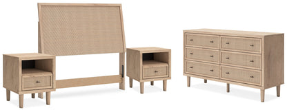 Cielden Full Upholstered Panel Bed with Dresser and 2 Nightstands in Two-tone - PKG018675
