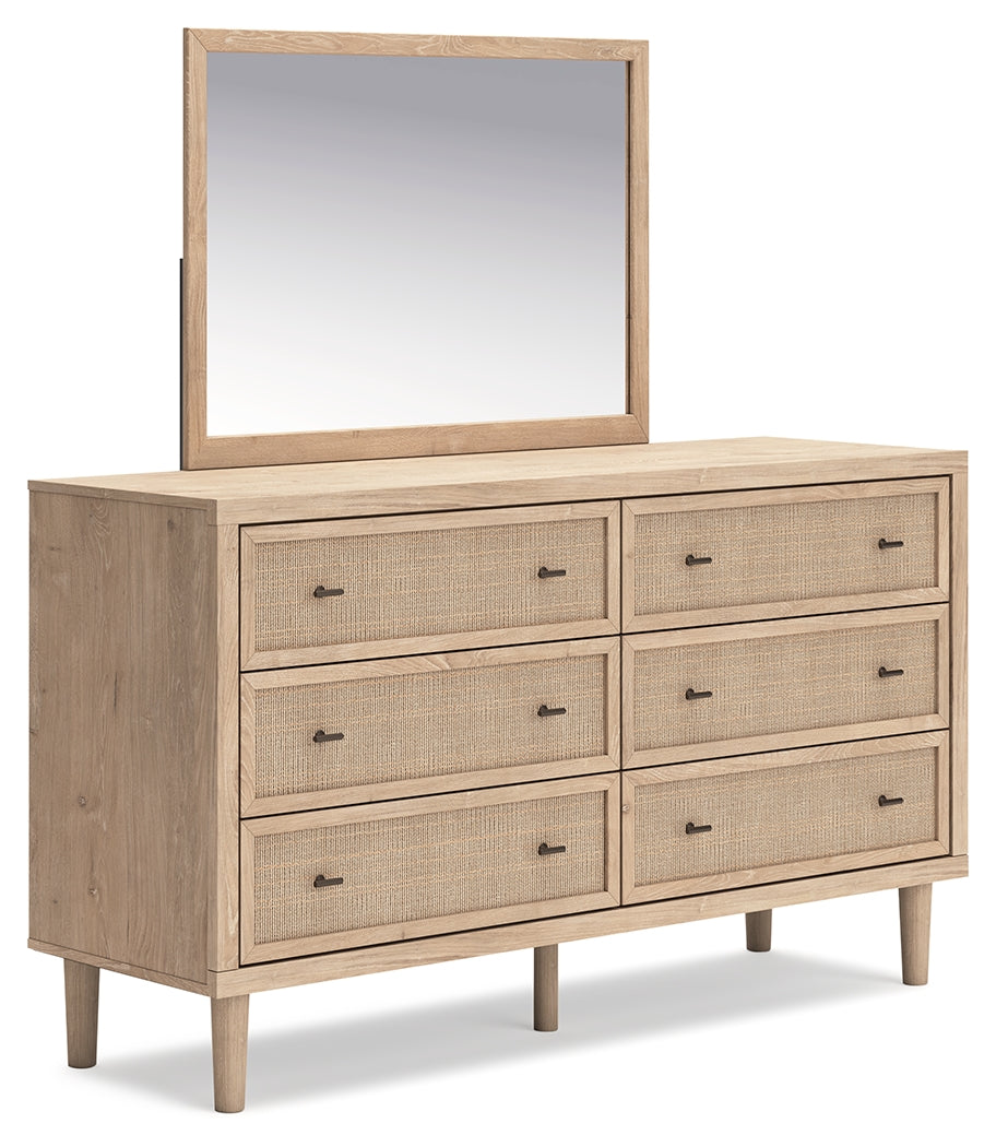 Cielden King Panel Bed with Mirrored Dresser and 2 Nightstands in Two-tone - PKG018919