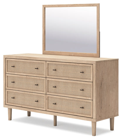 Cielden King Panel Bed with Mirrored Dresser and 2 Nightstands in Two-tone - PKG018919