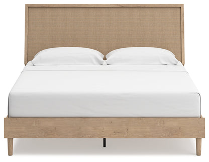 Cielden King Panel Bed with Mirrored Dresser and Nightstand in Two-tone from Ashley - Luna Furniture