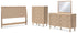 Cielden King Panel Headboard with Mirrored Dresser and Chest in Two-tone - PKG018684