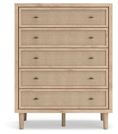Cielden King Panel Headboard with Mirrored Dresser, Chest and 2 Nightstands in Two-tone - PKG018670