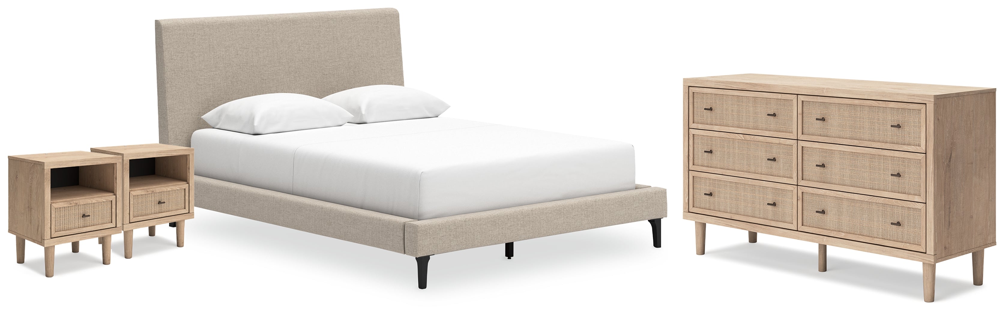 Cielden Queen Upholstered Bed, Dresser and 2 Nightstands - B1199B20