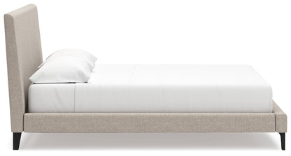 Cielden Soft Gray California King Upholstered Bed with Roll Slats - B1199-94