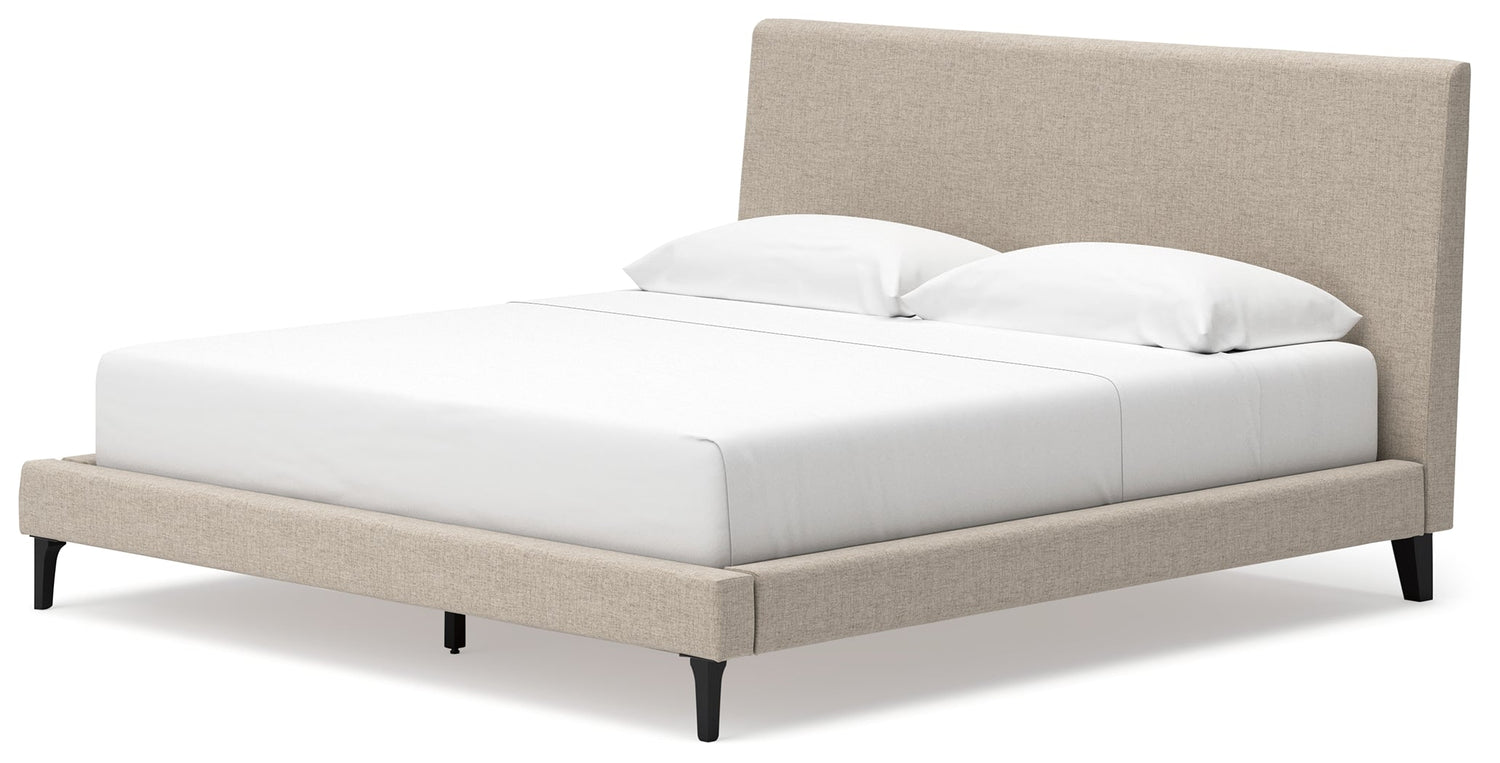 Cielden Soft Gray King Upholstered Bed with Roll Slats - B1199-82
