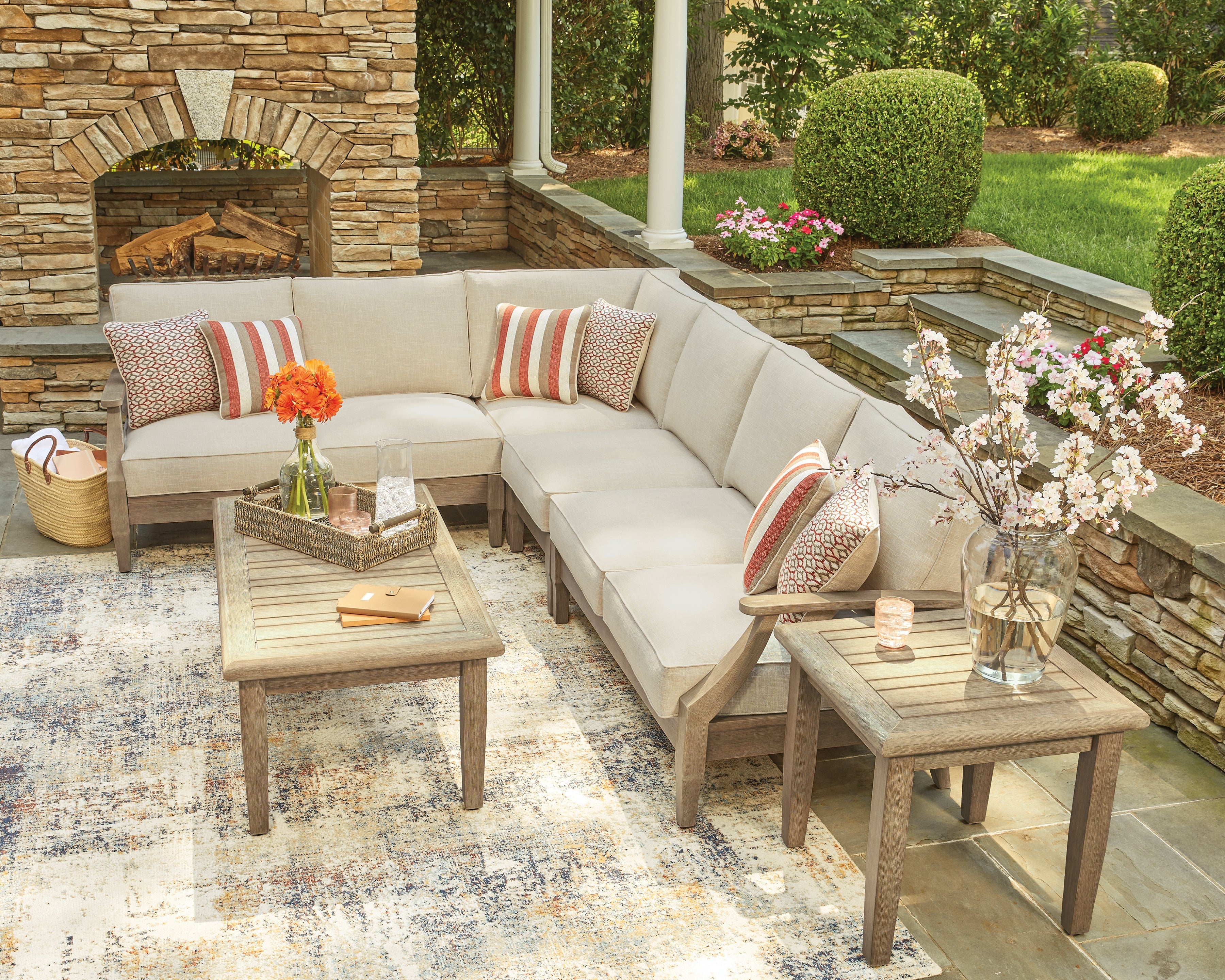 Clare View Beige 4-Piece Outdoor Sectional - P801P11