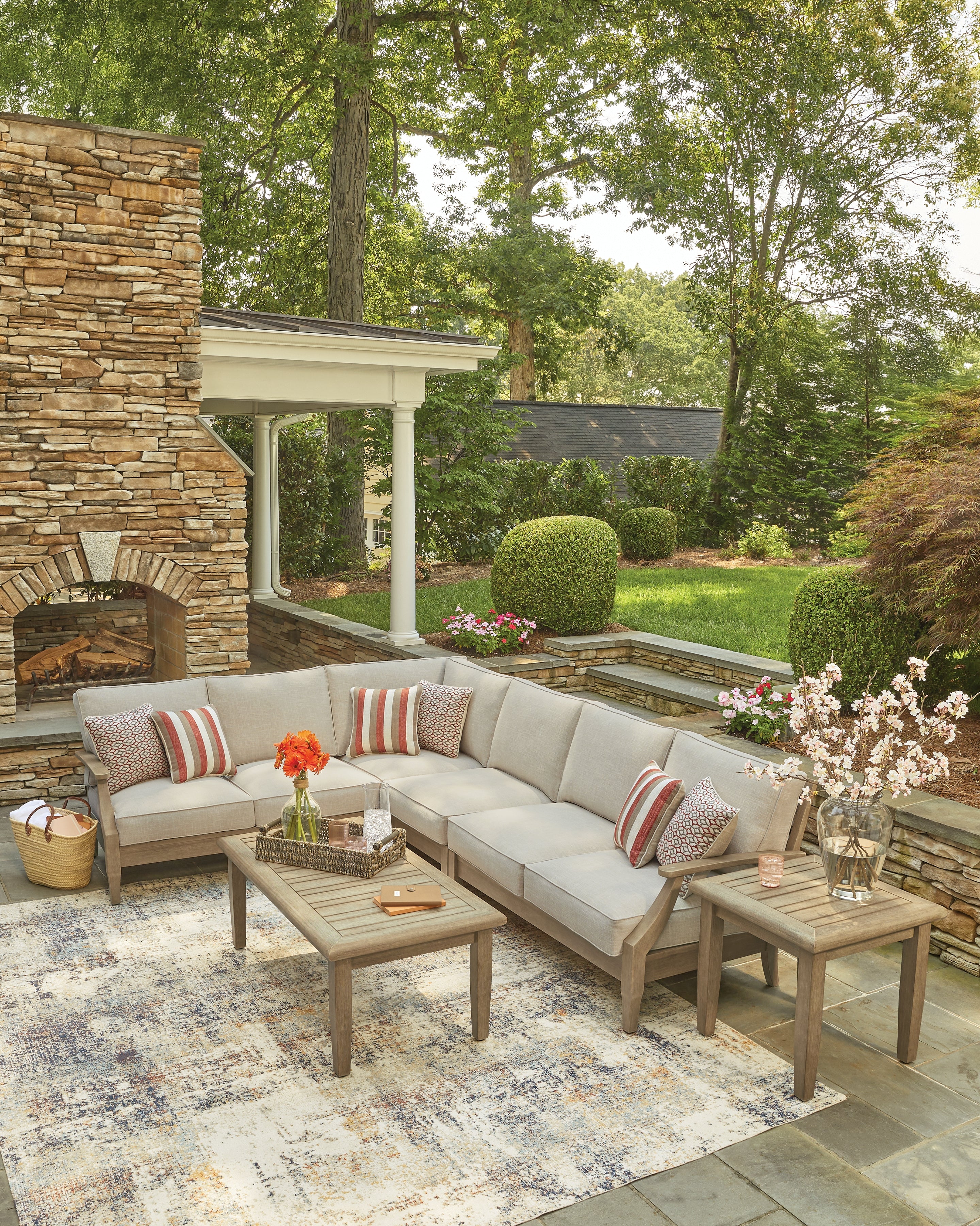 Clare View Beige 4-Piece Outdoor Sectional - P801P11
