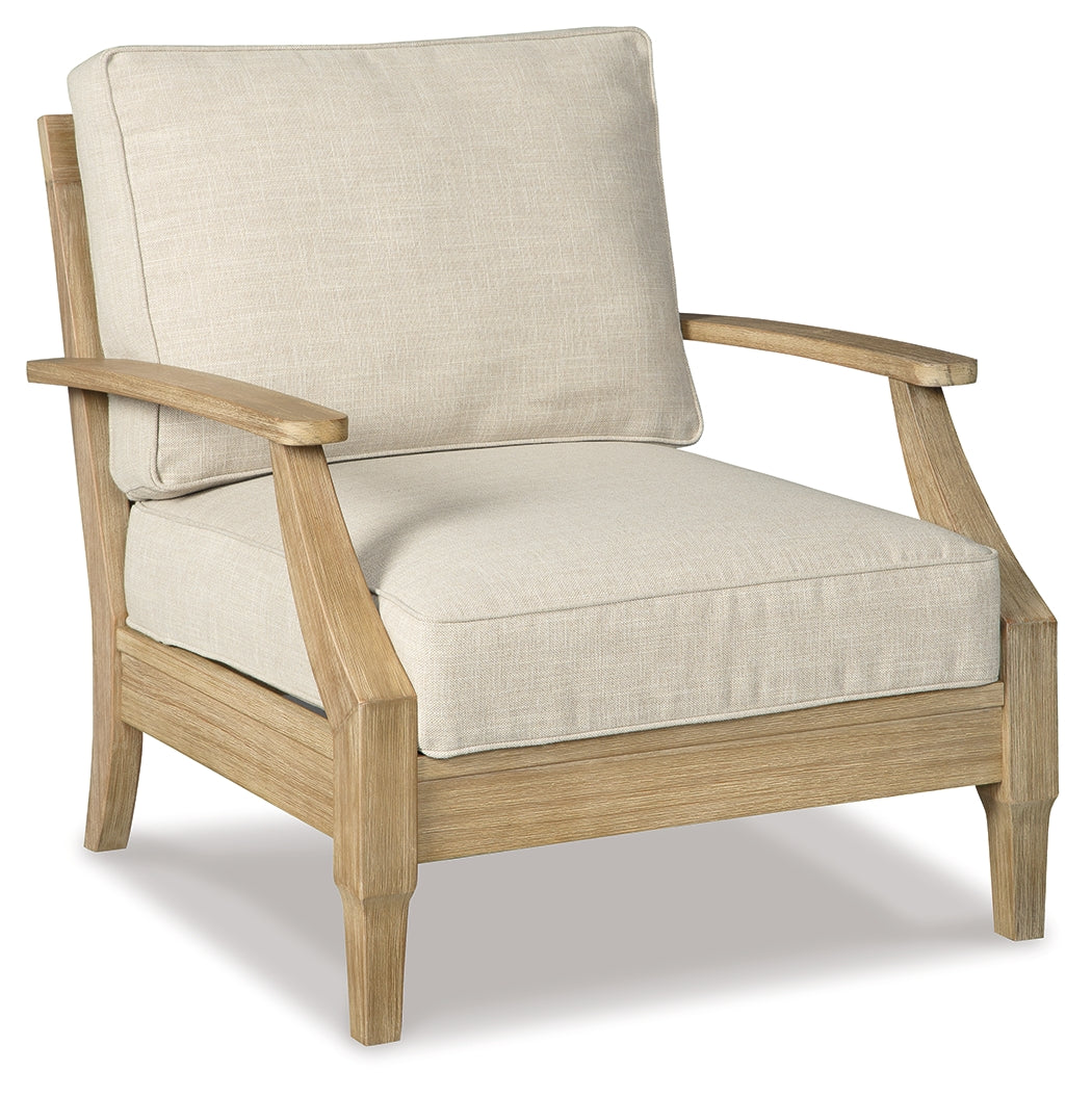 Clare View Outdoor Loveseat and 2 Lounge Chairs with Coffee Table and 2 End Tables in Beige - PKG015421