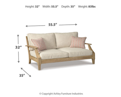 Clare View Outdoor Loveseat with 2 Lounge Chairs in Beige - PKG014544