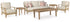 Clare View Outdoor Sofa and  2 Lounge Chairs with Coffee Table and 2 End Tables in Beige - PKG015420