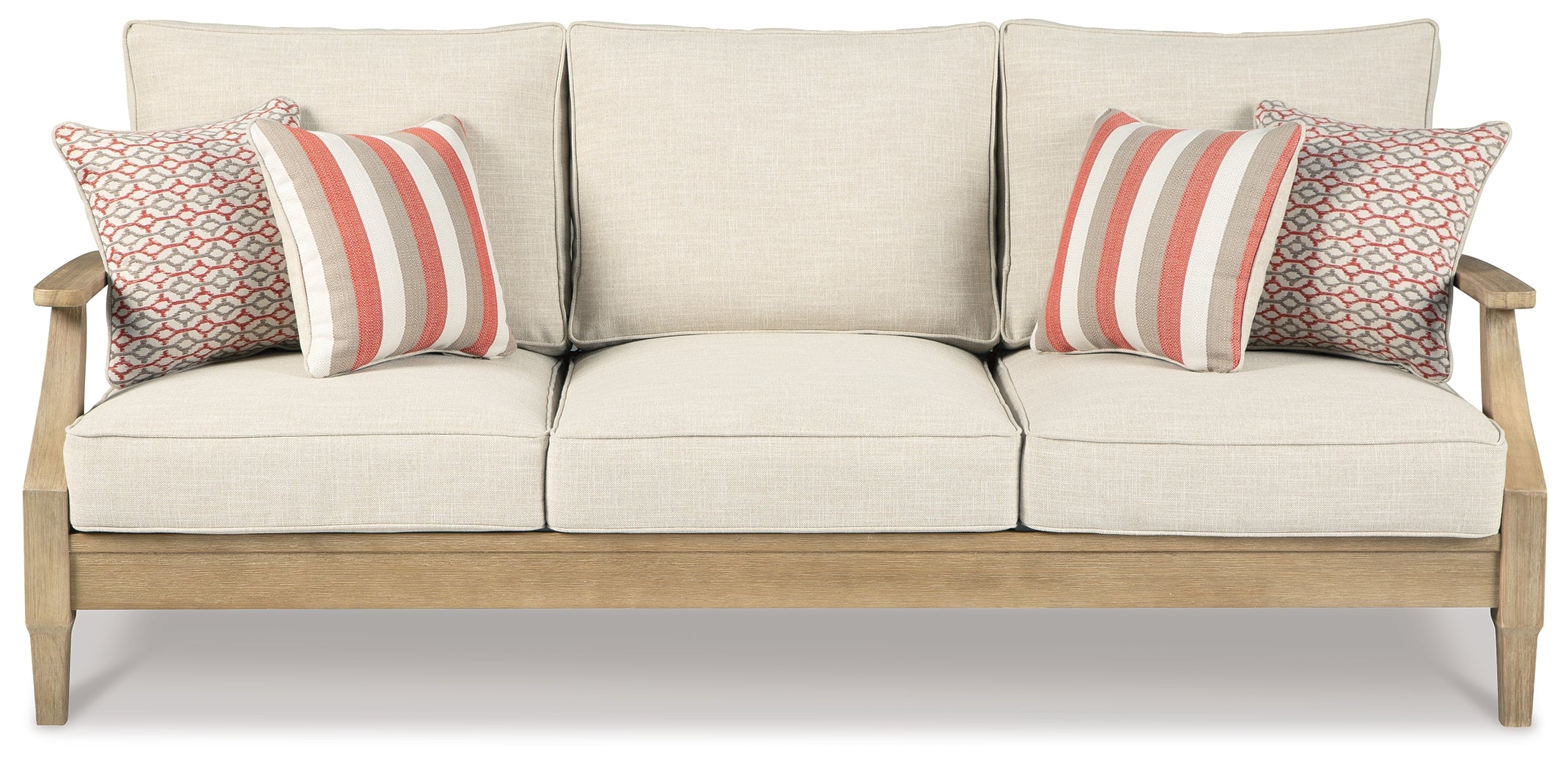 Clare View Outdoor Sofa and Loveseat with Coffee Table in Beige - PKG015425