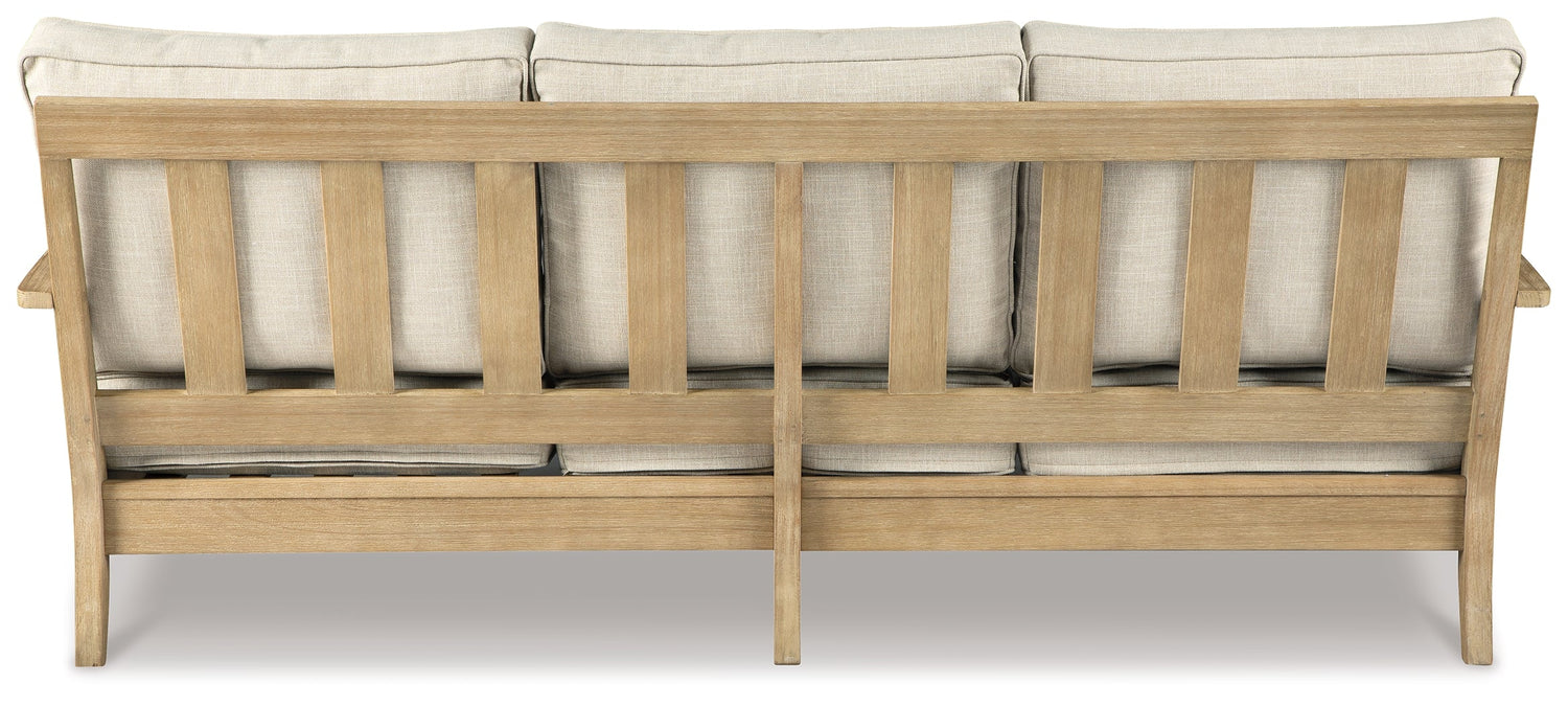 Clare View Outdoor Sofa and Loveseat with Coffee Table in Beige - PKG015425