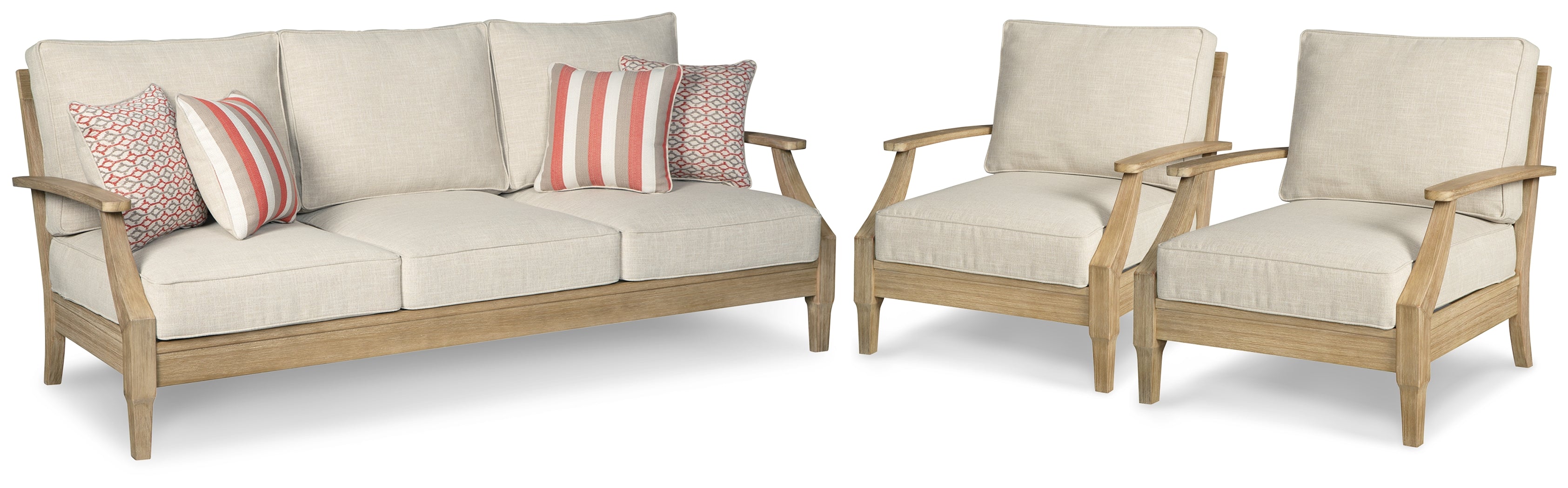 Clare View Outdoor Sofa with 2 Lounge Chairs in Beige - PKG014543