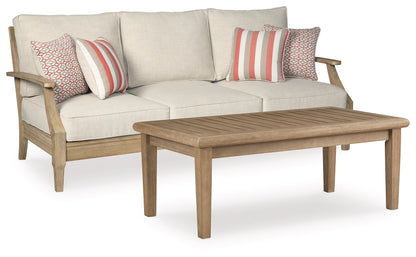 Clare View Outdoor Sofa with Coffee Table in Beige - PKG015422