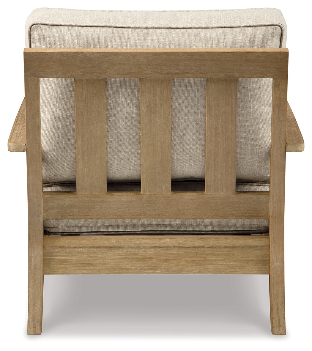 Clare View Outdoor Sofa with Lounge Chair in Beige - PKG014564