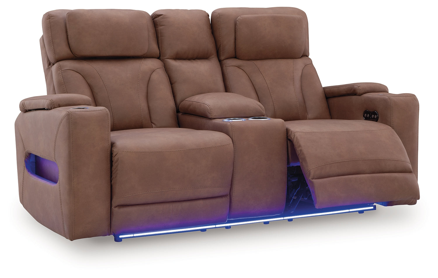 Clean-Slate Caramel Power Reclining Loveseat with Console - PC5010118
