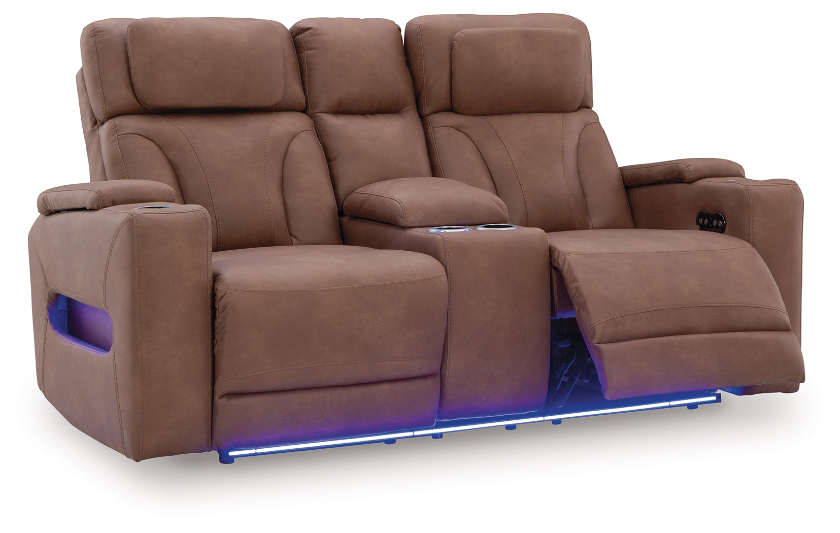 Clean-Slate Caramel Power Reclining Loveseat with Console - PC5010118