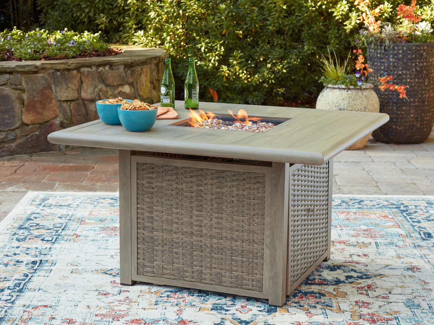 Cliff Trails Beige Fire Pit Table - PCP690-772