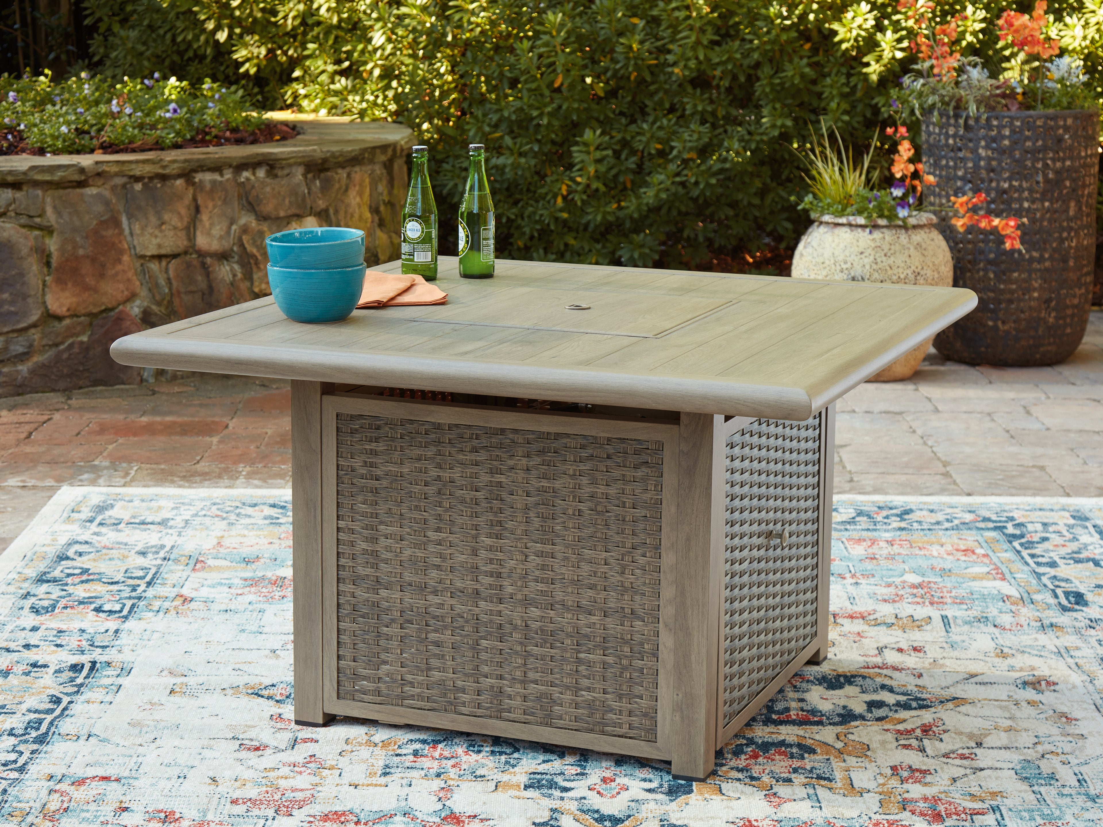 Cliff Trails Beige Fire Pit Table - PCP690-772