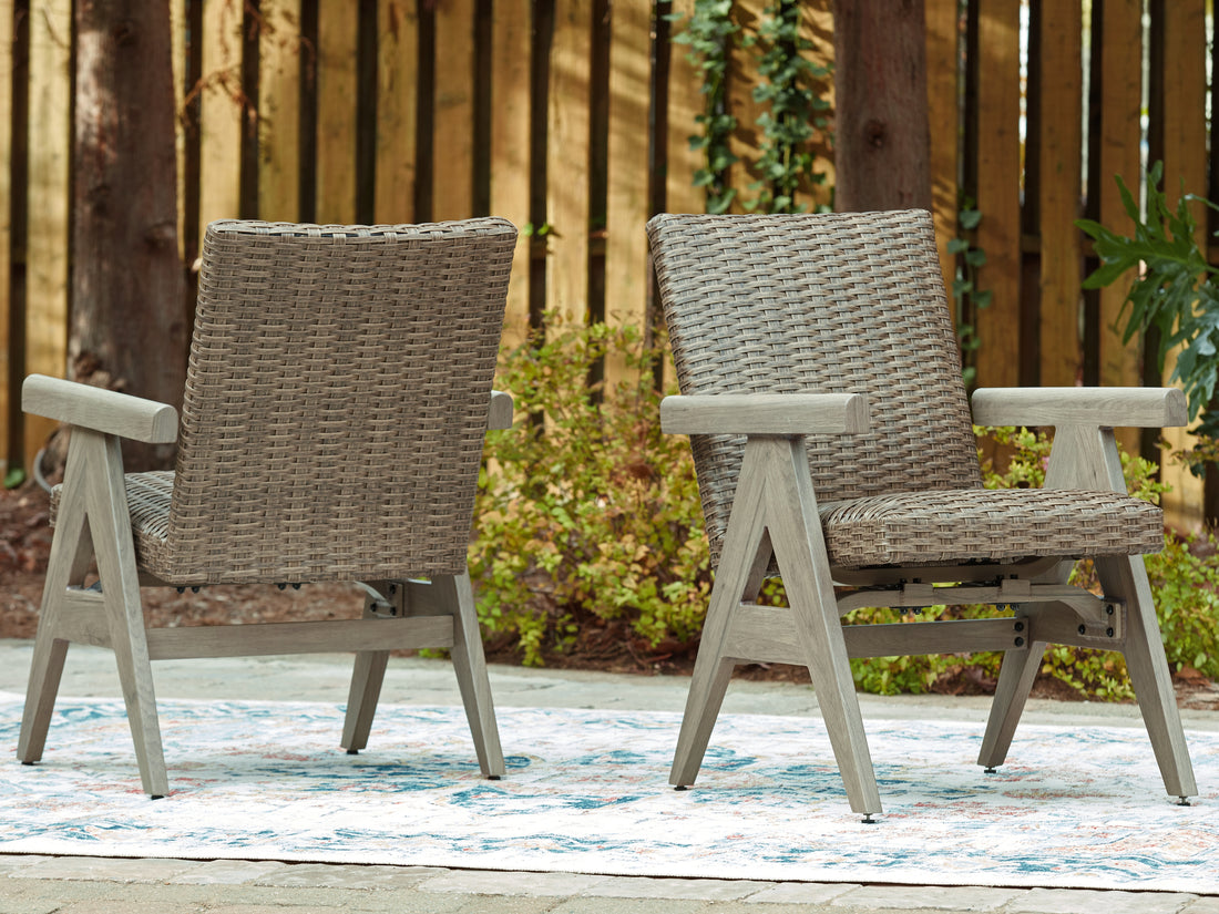 Cliff Trails Beige Outdoor Rocking Arm Chair (Set of 2) - PCP690-602A