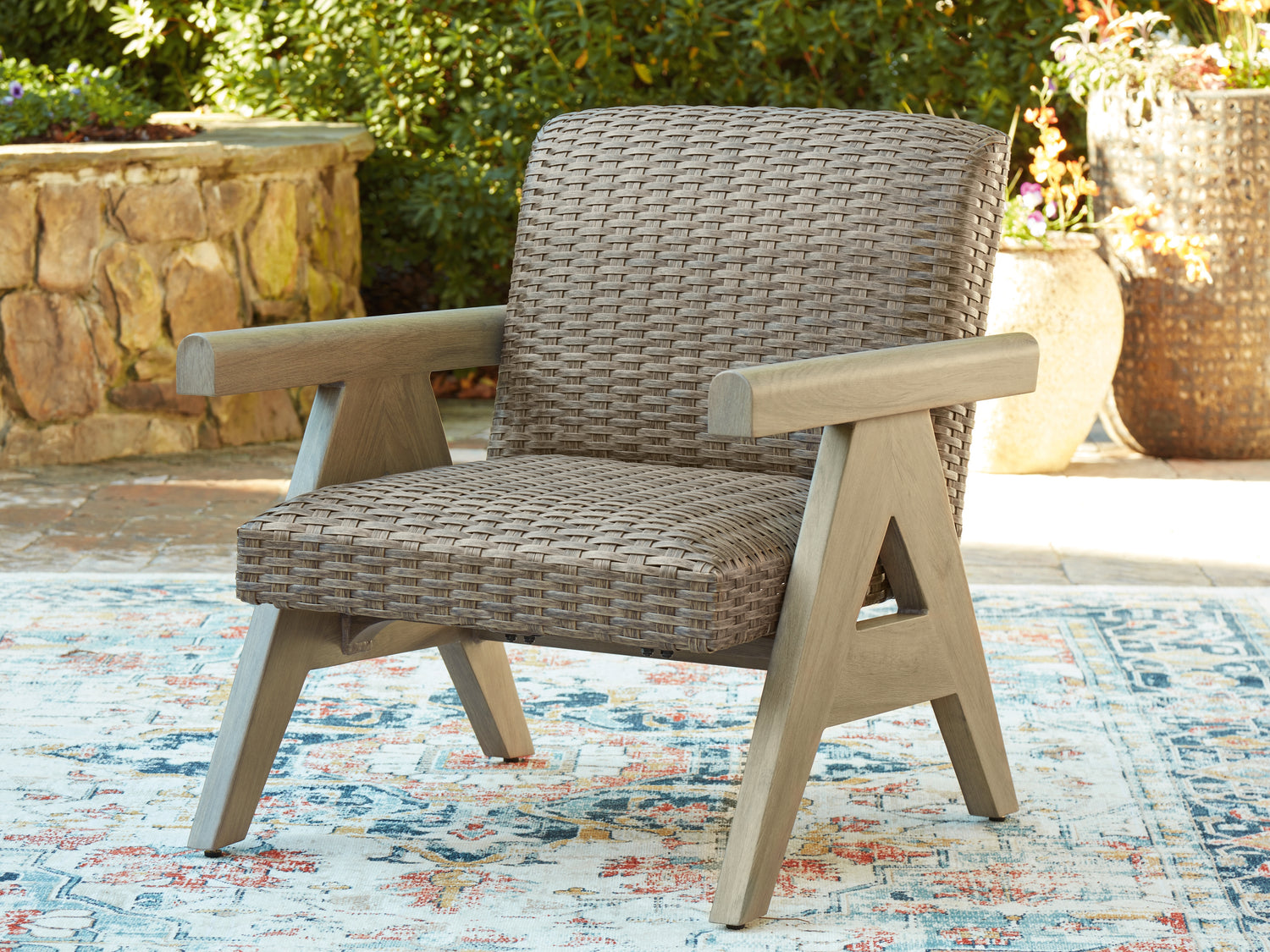 Cliff Trails Beige Outdoor Rocking Lounge Chair - PCP690-821