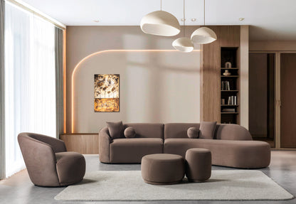 Cloe Coffee Velvet Curved 134" RAF Sectional - CLOECOFVL-SECRAF