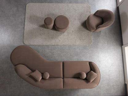 Cloe Coffee Velvet Curved 134" RAF Sectional - CLOECOFVL-SECRAF