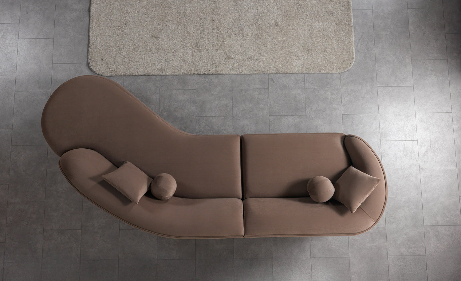 Cloe Coffee Velvet Curved 134" RAF Sectional - CLOECOFVL-SECRAF