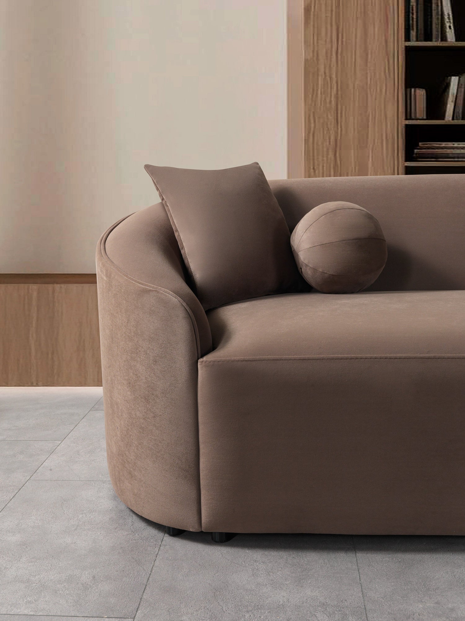 Cloe Coffee Velvet Curved 134" RAF Sectional - CLOECOFVL-SECRAF