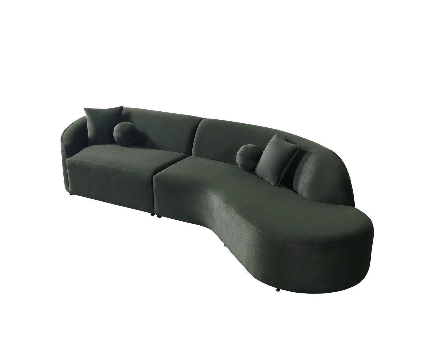 Cloe Green Velvet Curved 134" RAF Sectional - CLOEGREENVL-SECRAF