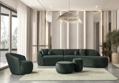Cloe Green Velvet Curved 134" RAF Sectional - CLOEGREENVL-SECRAF