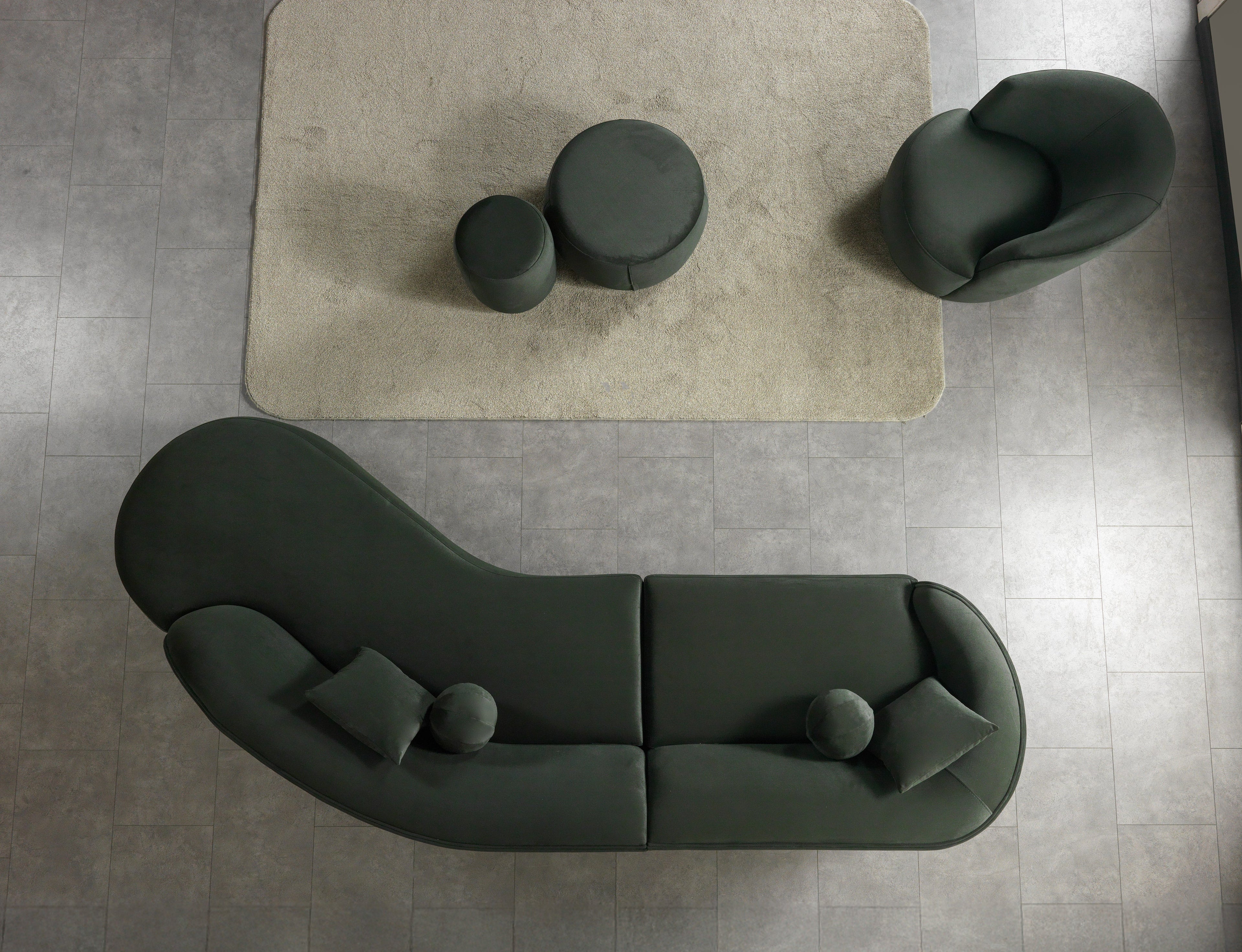 Cloe Green Velvet Curved 134" RAF Sectional - CLOEGREENVL-SECRAF