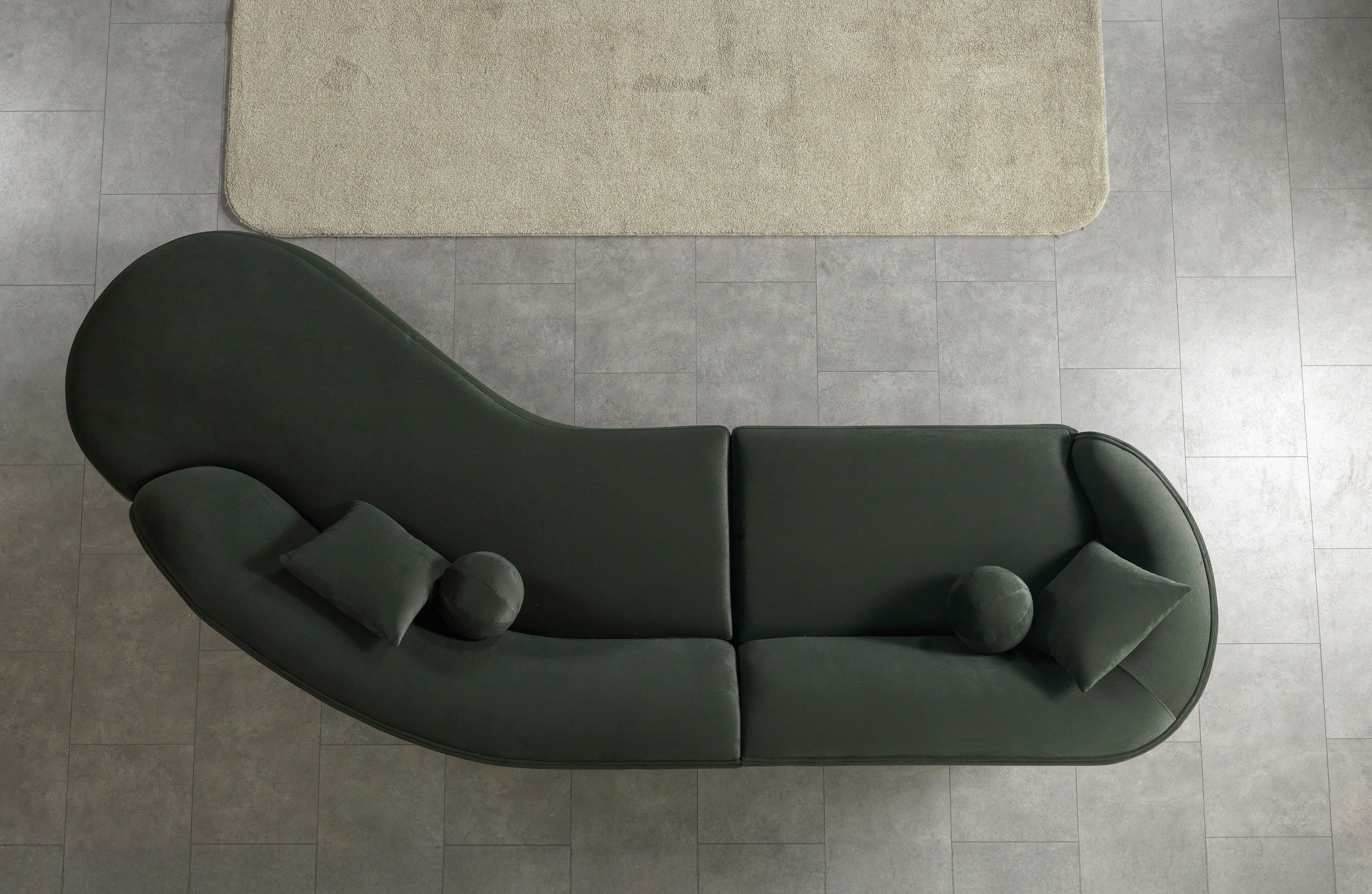Cloe Green Velvet Curved 134" RAF Sectional - CLOEGREENVL-SECRAF