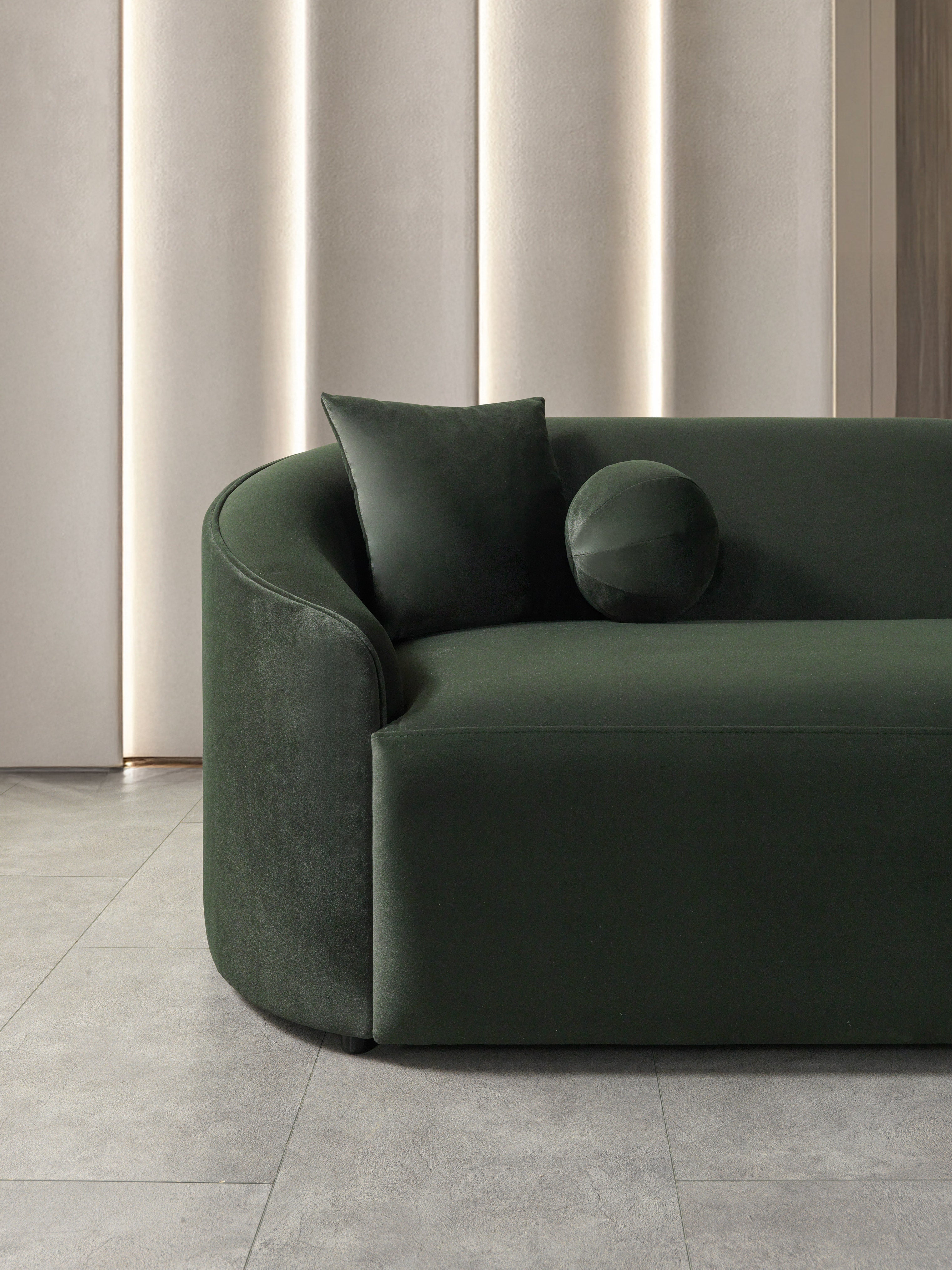 Cloe Green Velvet Curved 134" RAF Sectional - CLOEGREENVL-SECRAF