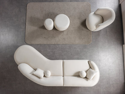 Cloe Ivory Velvet Curved 134" RAF Sectional - CLOEIVVL-SECRAF