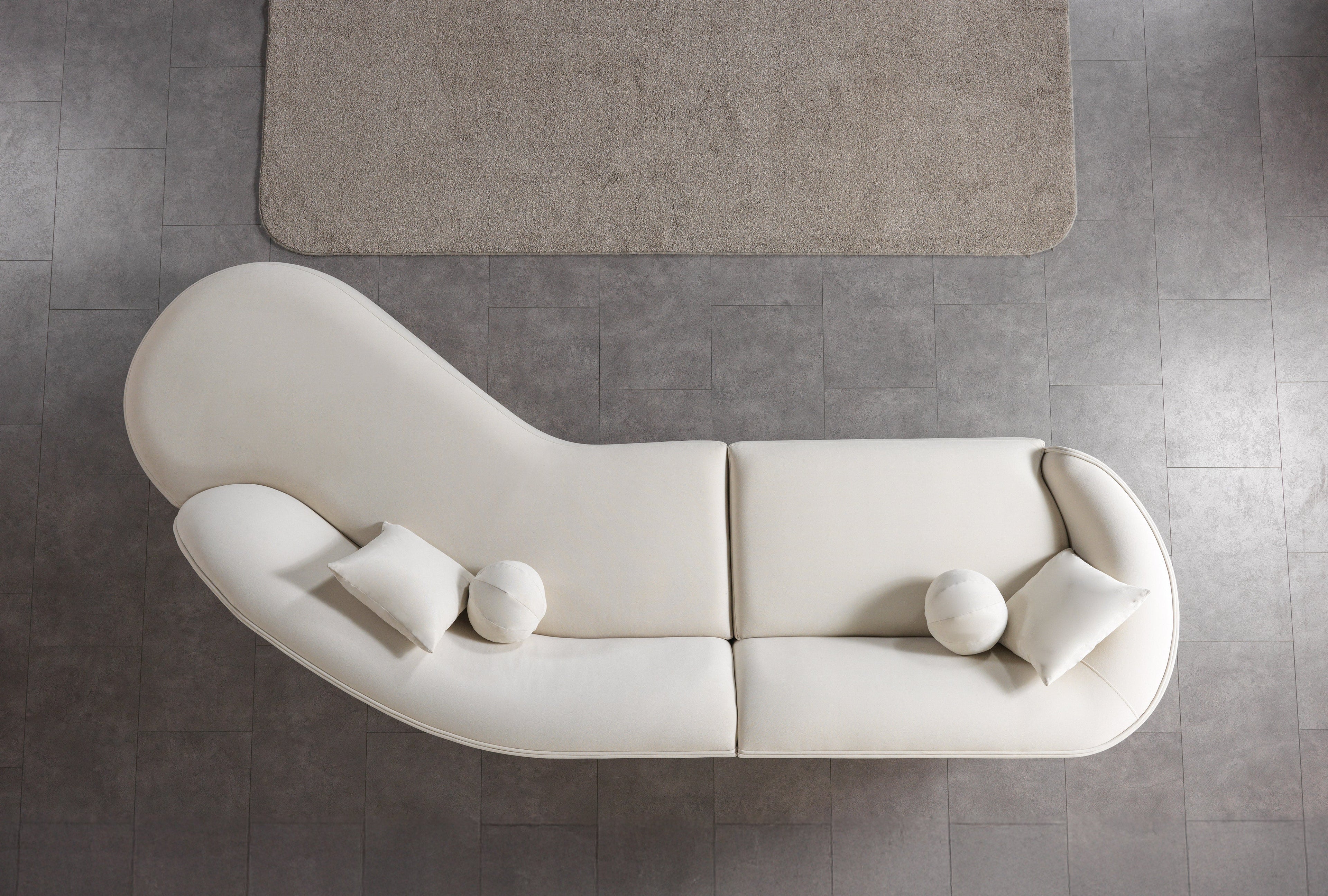 Cloe Ivory Velvet Curved 134" RAF Sectional - CLOEIVVL-SECRAF