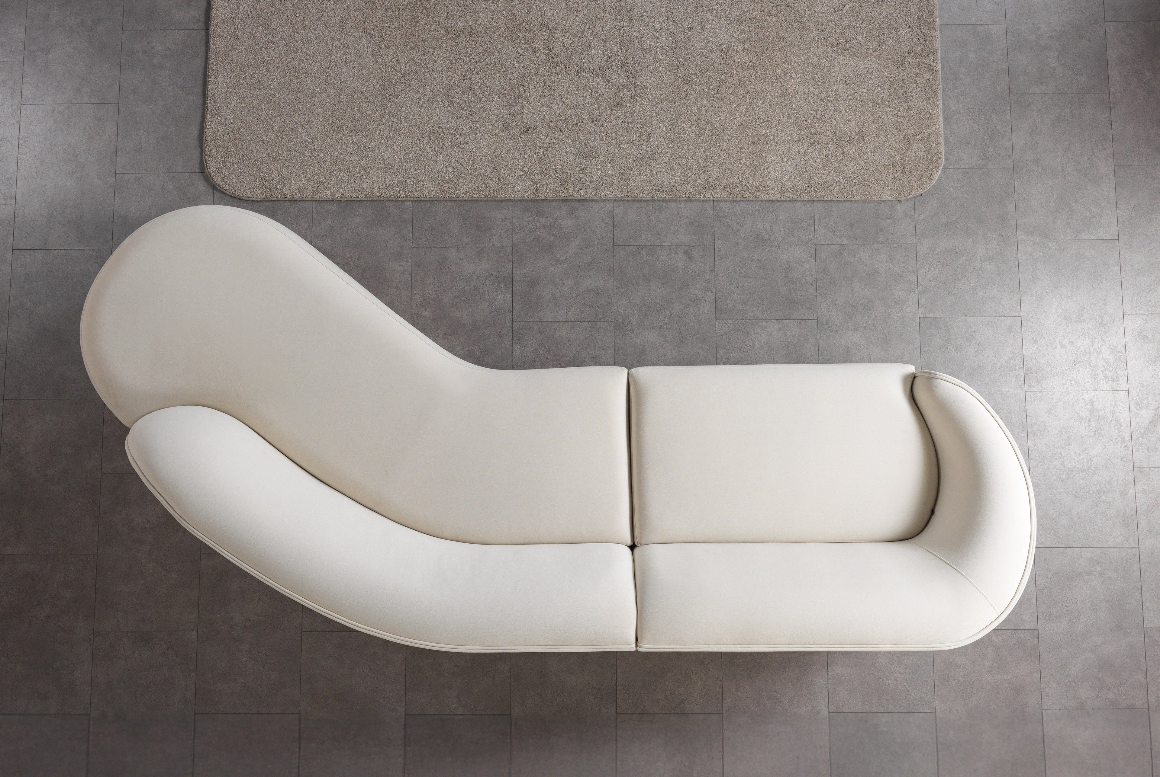 Cloe Ivory Velvet Curved 134" RAF Sectional - CLOEIVVL-SECRAF