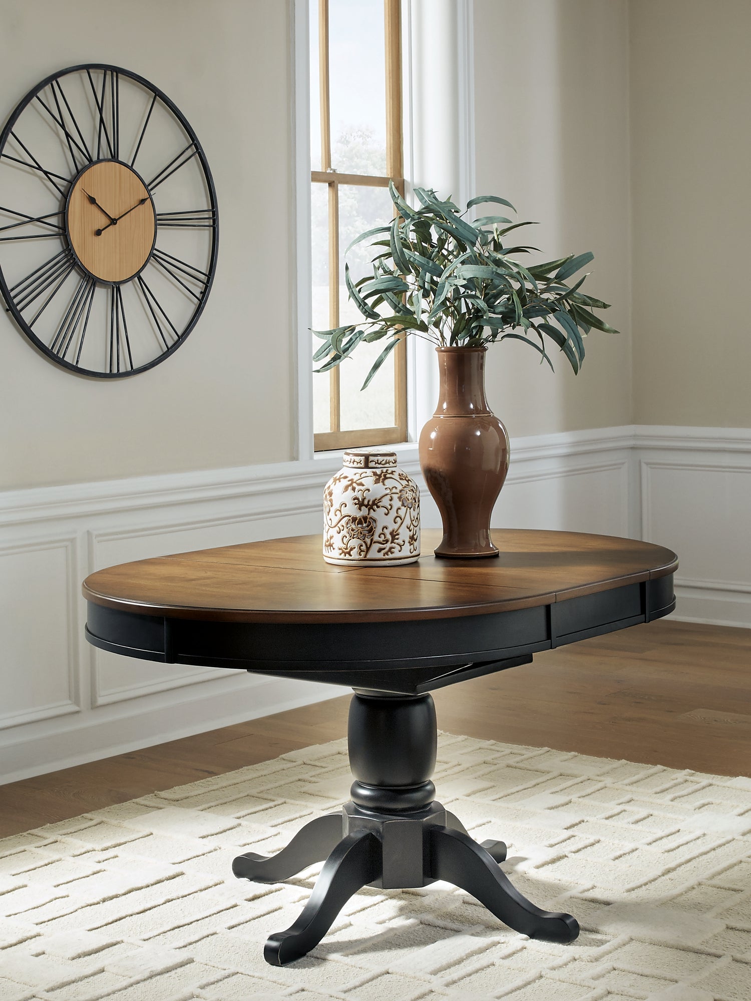 Clorazi Black/Brown Dining Butterfly Extension Table - PCD619-48