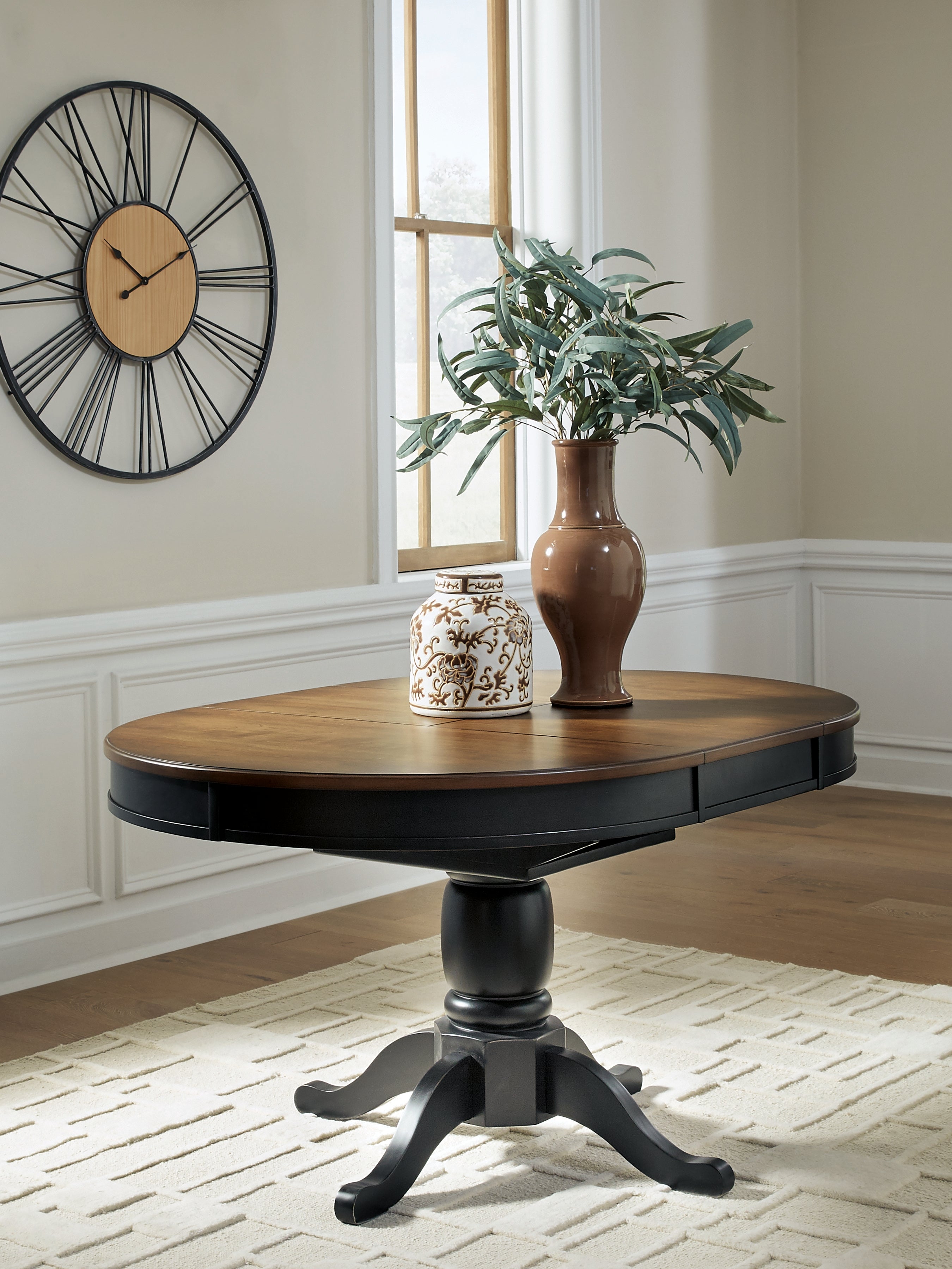 Clorazi Black/Brown Dining Butterfly Extension Table - PCD619-48