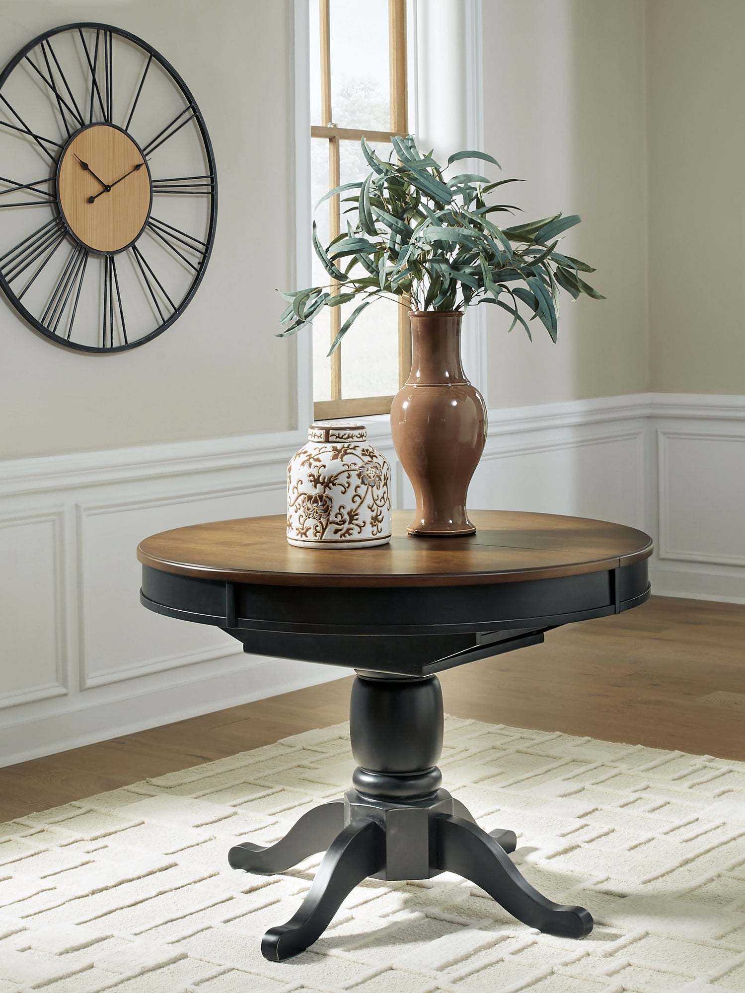 Clorazi Black/Brown Dining Butterfly Extension Table - PCD619-48