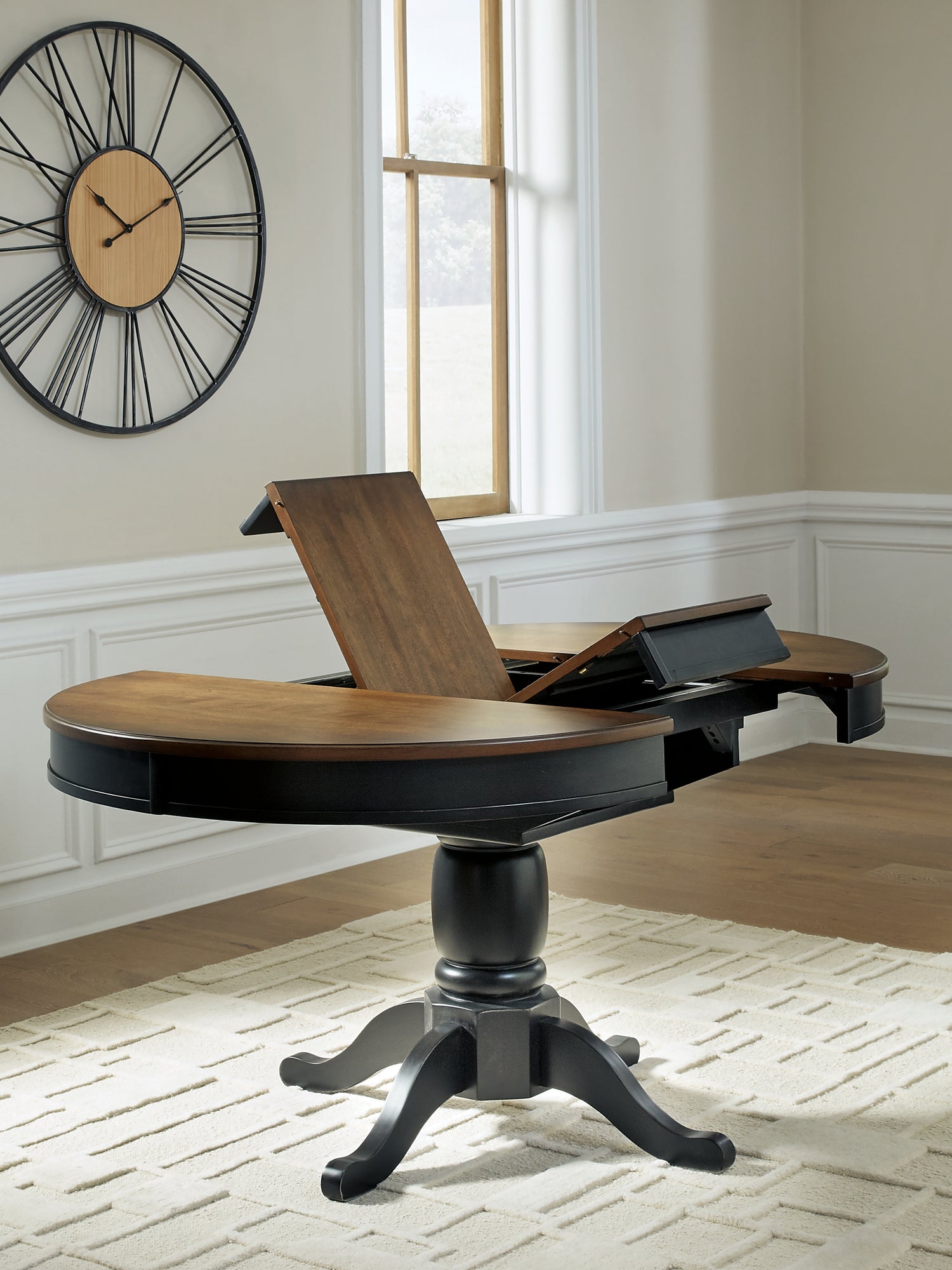 Clorazi Black/Brown Dining Butterfly Extension Table - PCD619-48